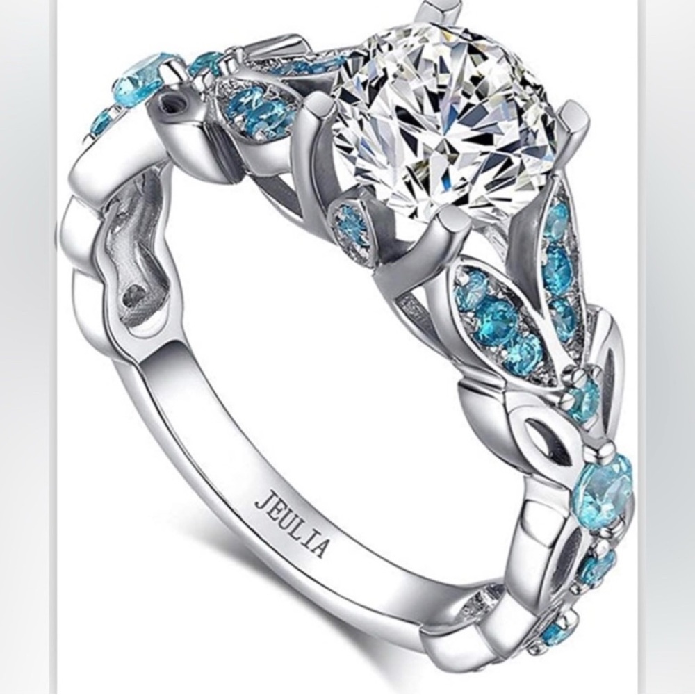 Jeulia aquamarine ring 29 stones - Picture 2 of 4